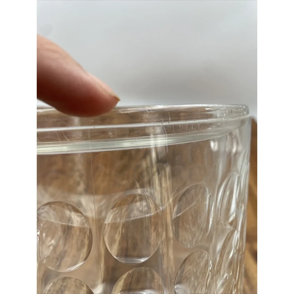 Vintage Ice Bucket With Lid Acrylic Mid Century Lucite Clear Circles 1990 US
